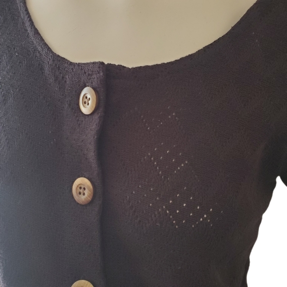 Madewell Knit Pointelle Button-Front Scoop Tee - Picture 2 of 5